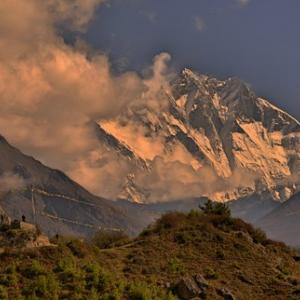 First Views of Everest and Nuptse Peaks from Namche.