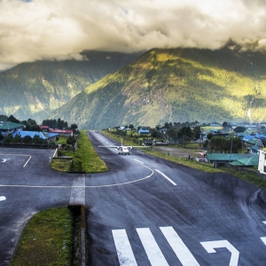 The famous Lukla Airport, the gateway to the Khumbu Valley