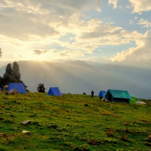 Sunset from the Sarotu Thatch looking towards Manali.