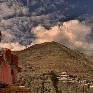 The Buddha statue in Diskit Monastery, Nubra Valley