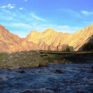 An old bridge over Markha river, Markha Village.