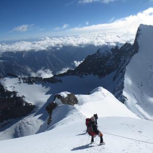 Descending from the summit.