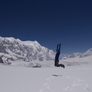 Chaukhambha massif domination the skyline at Panpatia snowfield